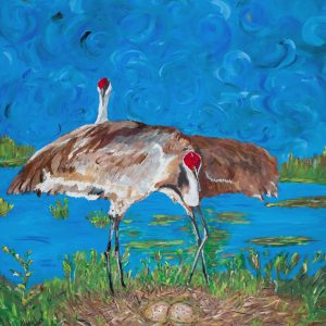 Sandhill Cranes<br>Original Available – 24×30 – Canvas – $850