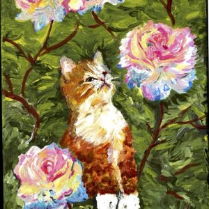 Purr Tea Roses 9×12 Acrylic on Canvas Original Available $250